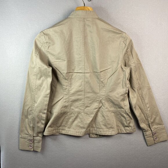 VAN HEUSEN Jacket Womens M 100% Cotton Khaki Green  Button Front  Military Style - Picture 7 of 12